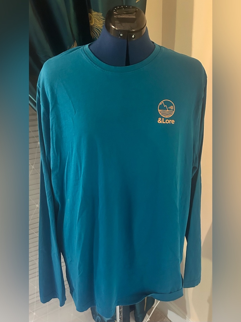 &Lore Men's Long-Sleeve Crew Tee in Teal SIZE XXL